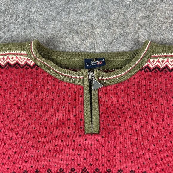 Skjaeveland Sweater Mens Large Pullover 1/4 Zip Cotton Nordic Norway Jumper Ski - Picture 4 of 9